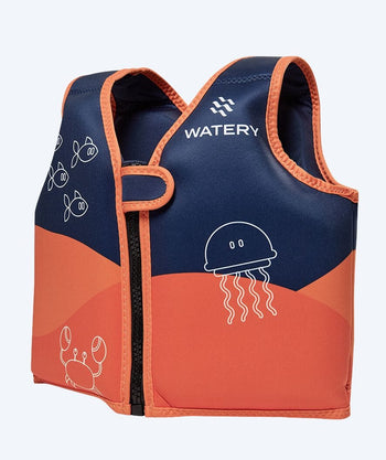 Watery simväst för barn (1-6 år) - Seadon - Mörkblå/orange