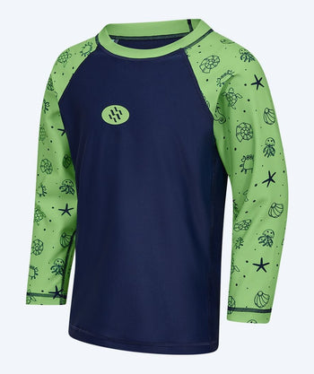 Watery UV-tröja för barn - Brandman Långärmad Rashguard - Grön/Blå