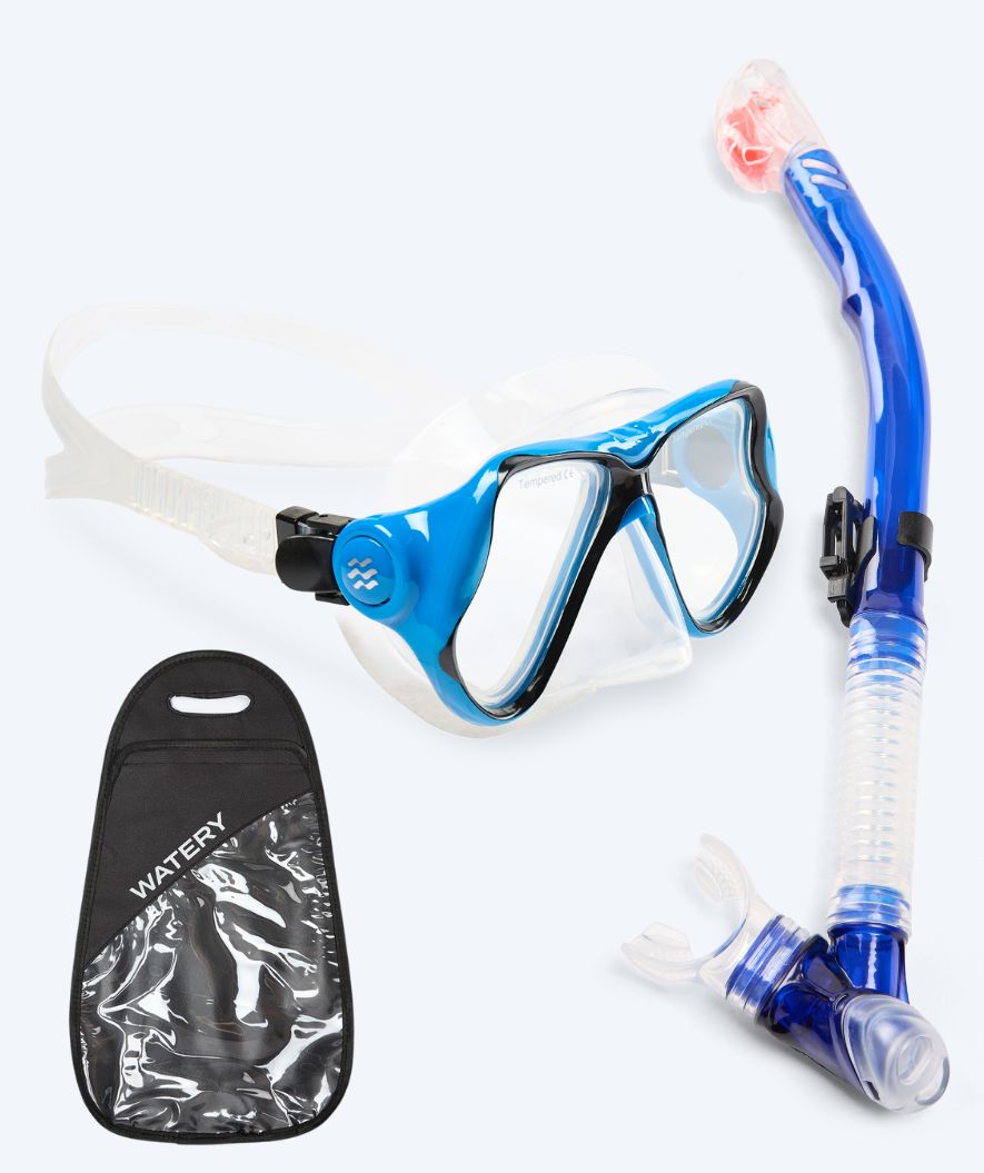 Watery Combo snorkelset för vuxna - Hudson Full-dry - Blå