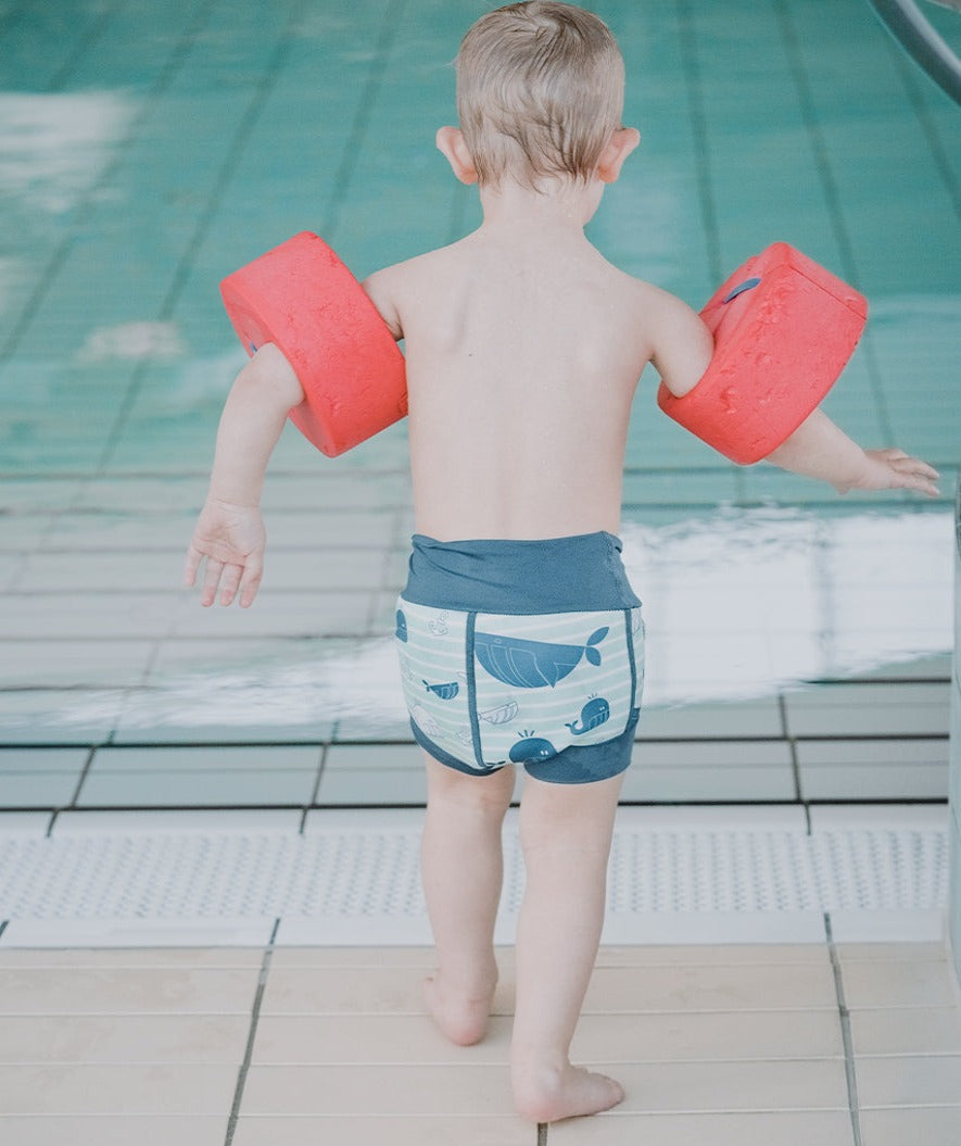 Watery badblöja för barn - Neoprene Swim Nappy - Purple Stripes