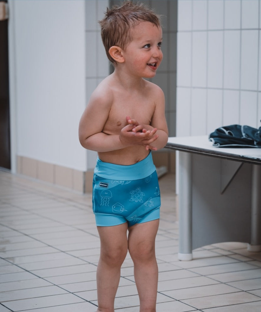 Watery badblöja för barn - Neoprene Swim Nappy - Purple Stripes