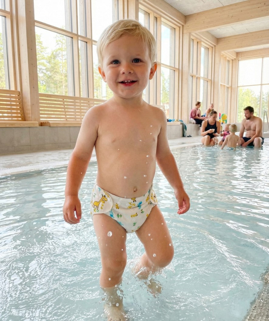 Watery badblöja - Ondine - Vit med tryck