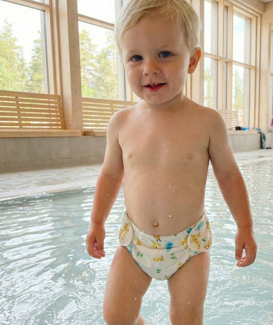 Watery badblöja - Ondine - Vit med tryck