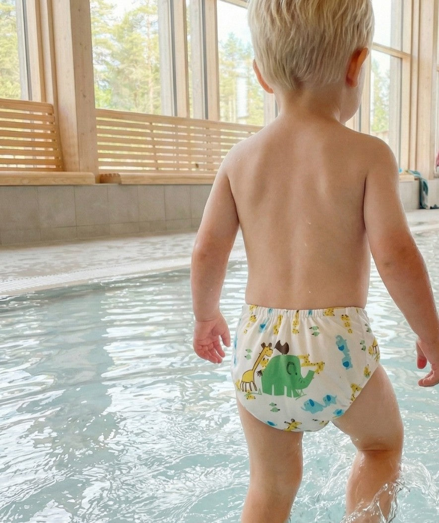 Watery badblöja - Ondine - Vit med tryck