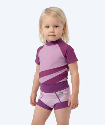 Watery blöjbadbyxor för barn - Neoprene Swim Nappy - Purple Stripes