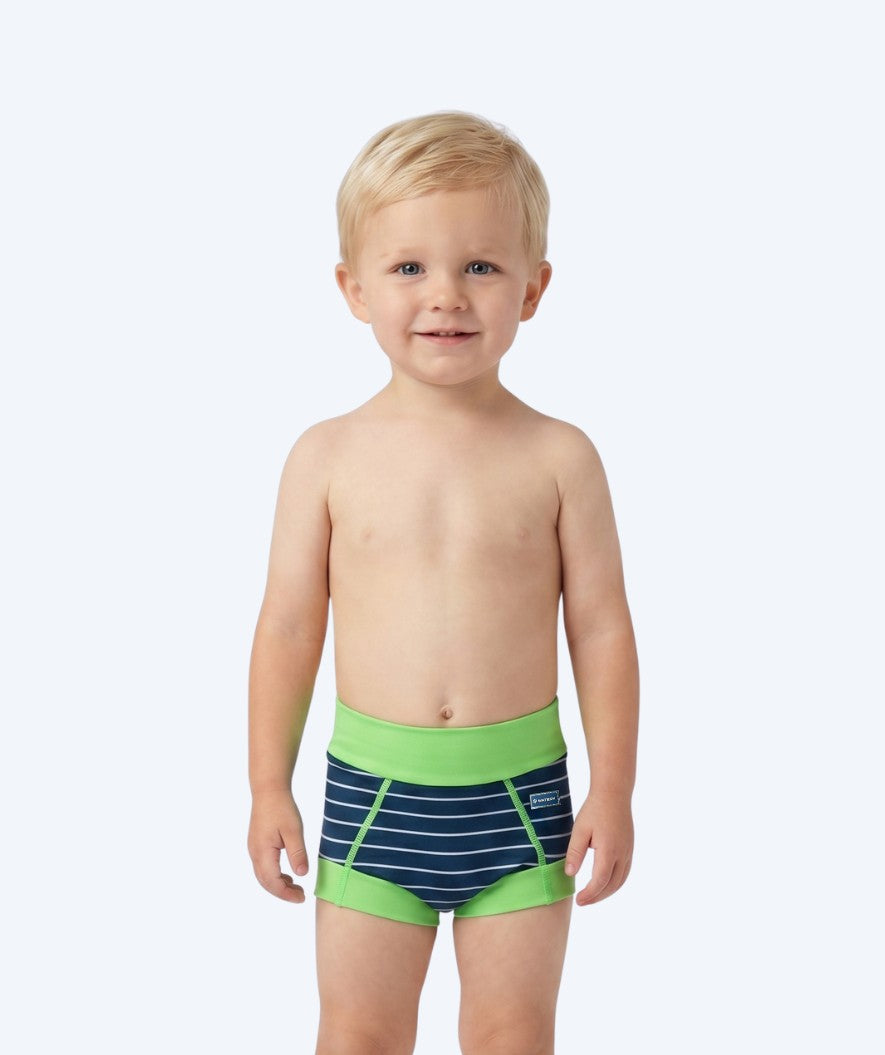 Watery blöjbadbyxor för barn - Neoprene Swim Nappy - Green Stripes