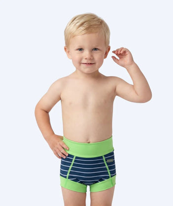 Watery blöjbadbyxor för barn - Neoprene Swim Nappy - Green Stripes