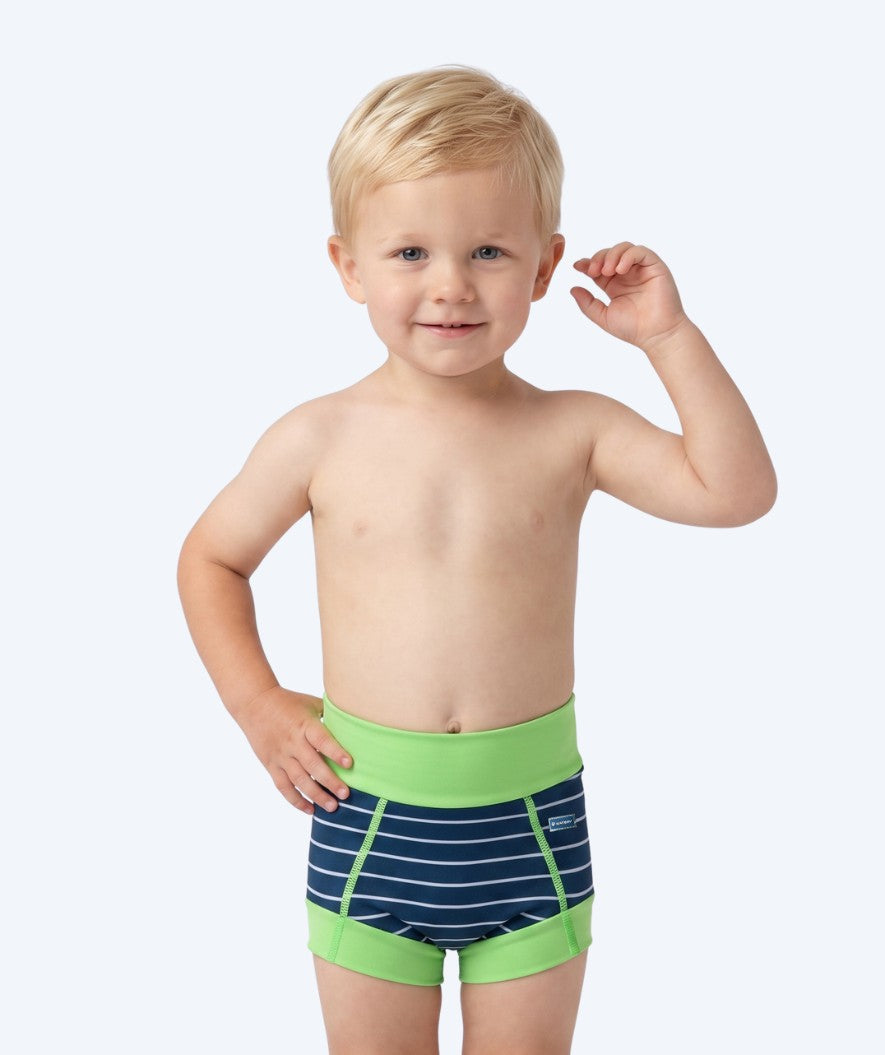 Watery blöjbadbyxor för barn - Neoprene Swim Nappy - Green Stripes