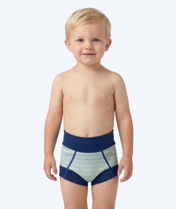 Watery blöjbadbyxor för barn - Neoprene Swim Nappy - Nordic Green Stripes