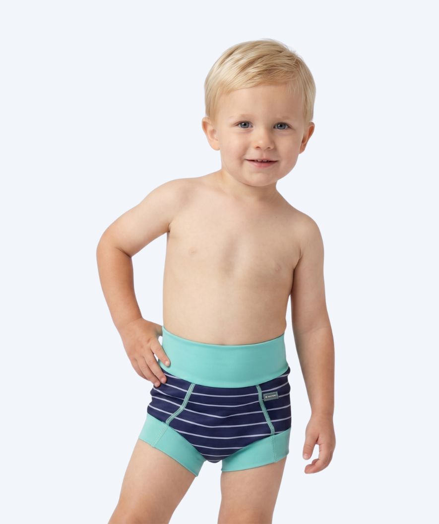 Watery blöjbadbyxor för barn - Neoprene Swim Nappy - Turquoise Stripes