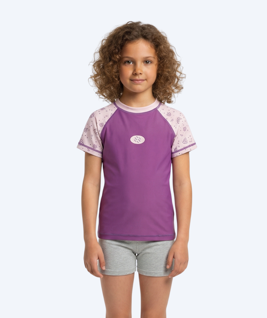 Watery UV-tröja för barn - Brandman Kortärmad Rashguard - Rosa/lila
