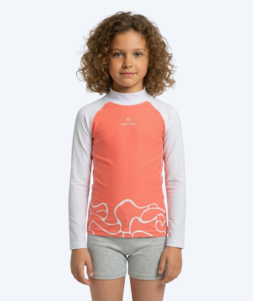 Watery UV-tröja för barn - Chilton Långärmad Rashguard - Ljusrosa/vit