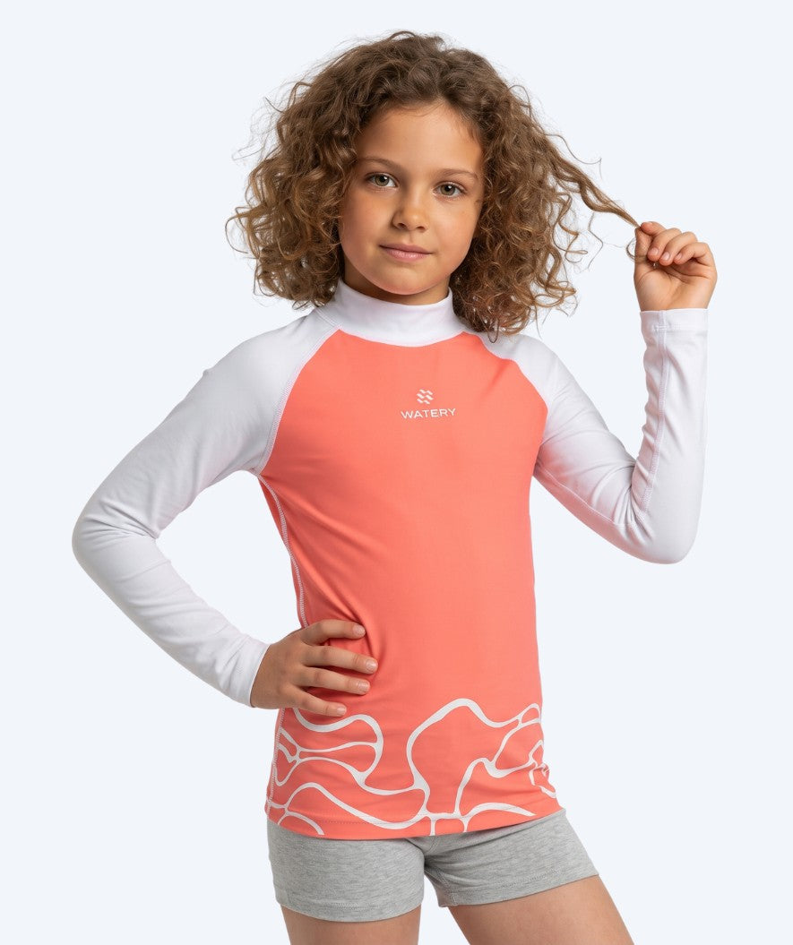 Watery UV-tröja för barn - Chilton Långärmad Rashguard - Ljusrosa/vit