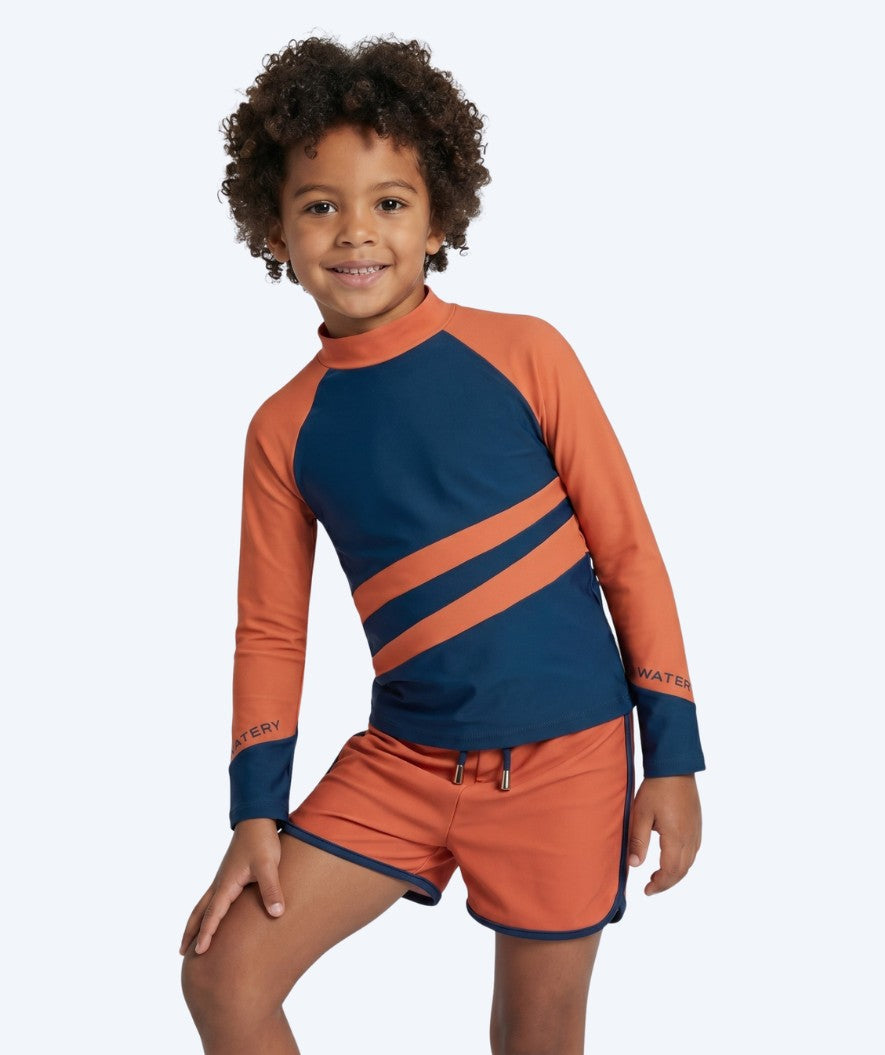 Watery UV-tröja för barn - Manami Långärmad Rashguard - Orange/blå
