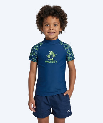 Watery UV tröja för barn - Katsu Kortärmad Rashguard - Grön/mörkblå
