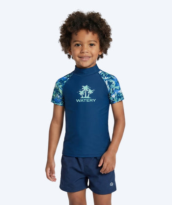 Watery UV tröja för barn - Katsu Kortärmad Rashguard - Ljusblå/mörkblå