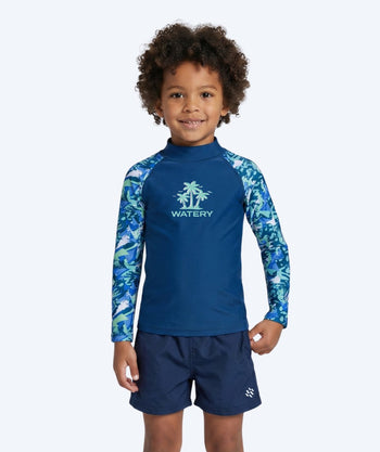 Watery UV-tröja för barn - Katsu Långärmad Rashguard - Ljusblå/mörkblå