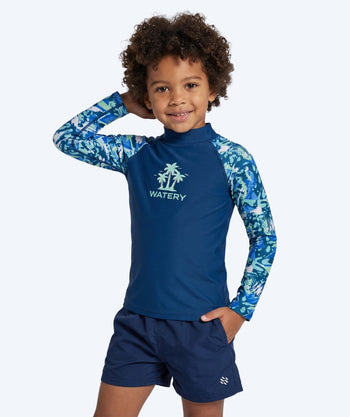 Watery UV-tröja för barn - Katsu Långärmad Rashguard - Ljusblå/mörkblå