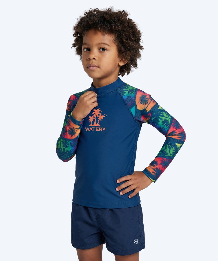 Watery UV-tröja för barn - Katsu Långärmad Rashguard - Multifärgad/mörkblå