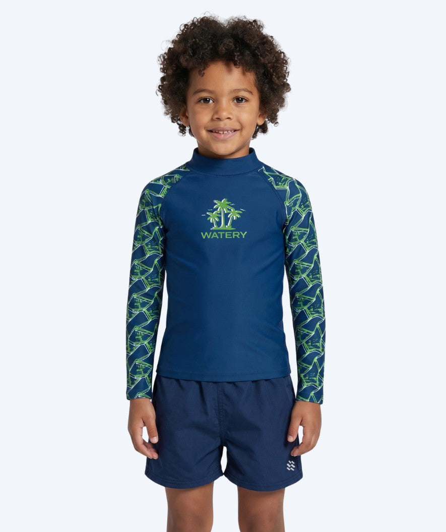Watery UV-tröja för barn - Katsu Långärmad Rashguard - Grön/mörkblå