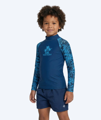 Watery UV tröja för barn - Katsu Långärmad Rashguard - Blå/mörkblå