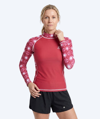 Watery UV tröja för dam - Aiko Långärmad Rashguard - Rosa/mörkröd