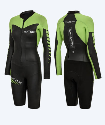Watery våtdräkt för dam - Salmon Swimrun - Svart/grön