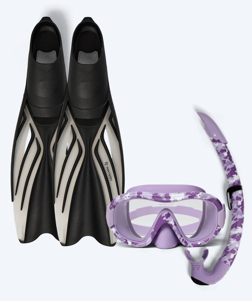 Watery snorkelset för vuxna - Isle/Rudder Camo - Lila/Svart