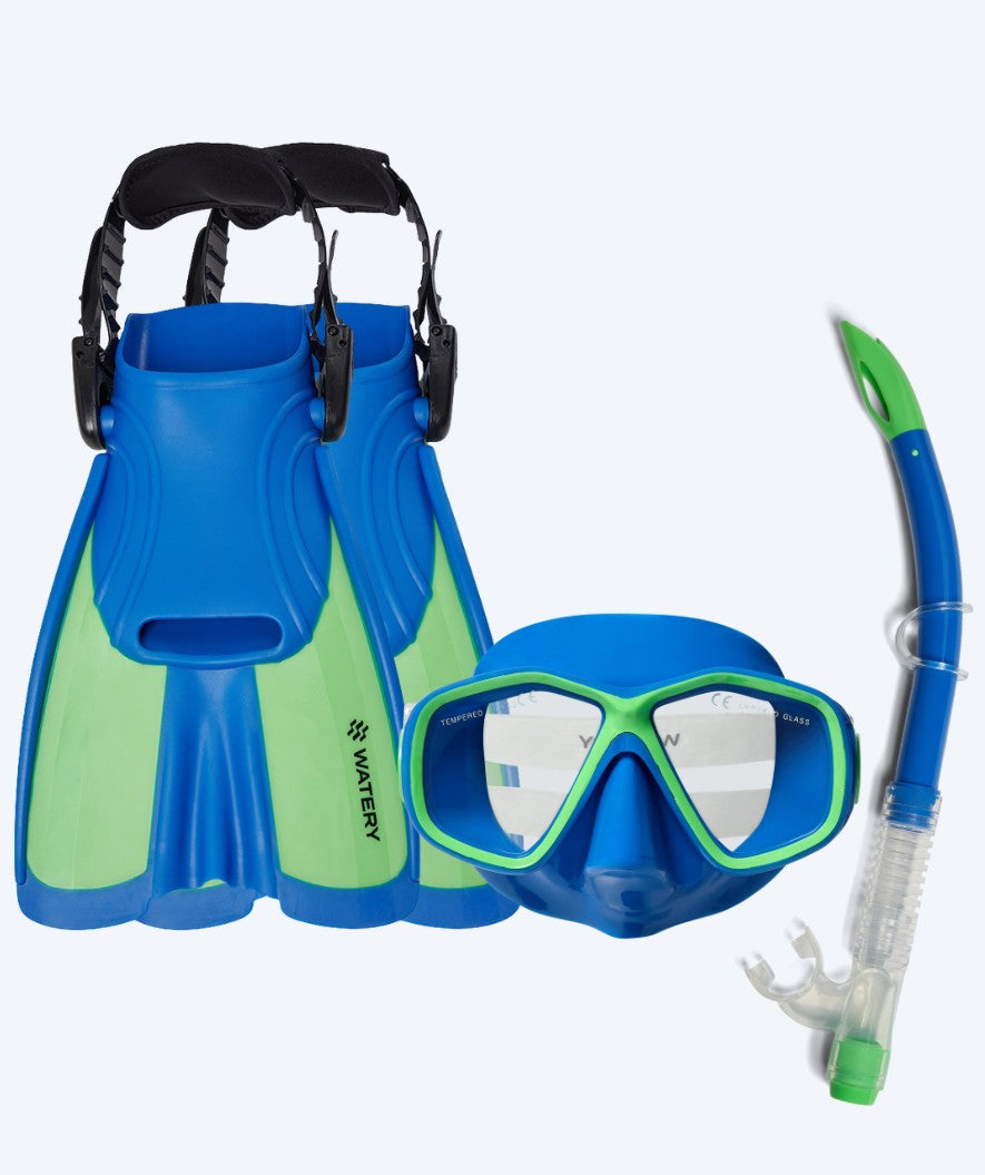 Watery snorkelset för barn (4-10) - Tropical - Blå/Grön