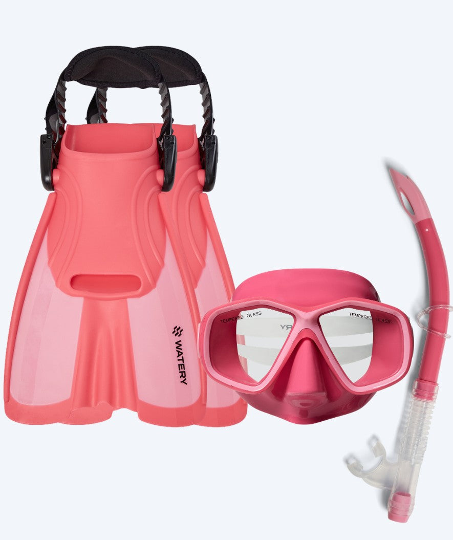 Watery snorkelset för barn (4-10) - Tropical - Rosa