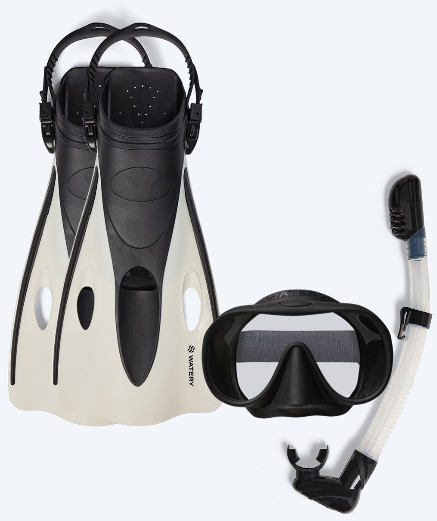 Watery snorkelset för vuxna (från 15 år) - Launch/Alton - Svart/Vit