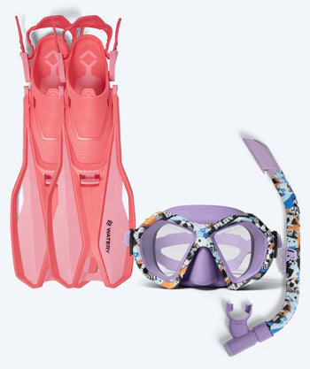 Watery snorkelset för junior (8-15) - Sunset/Riku - Lila/Rosa