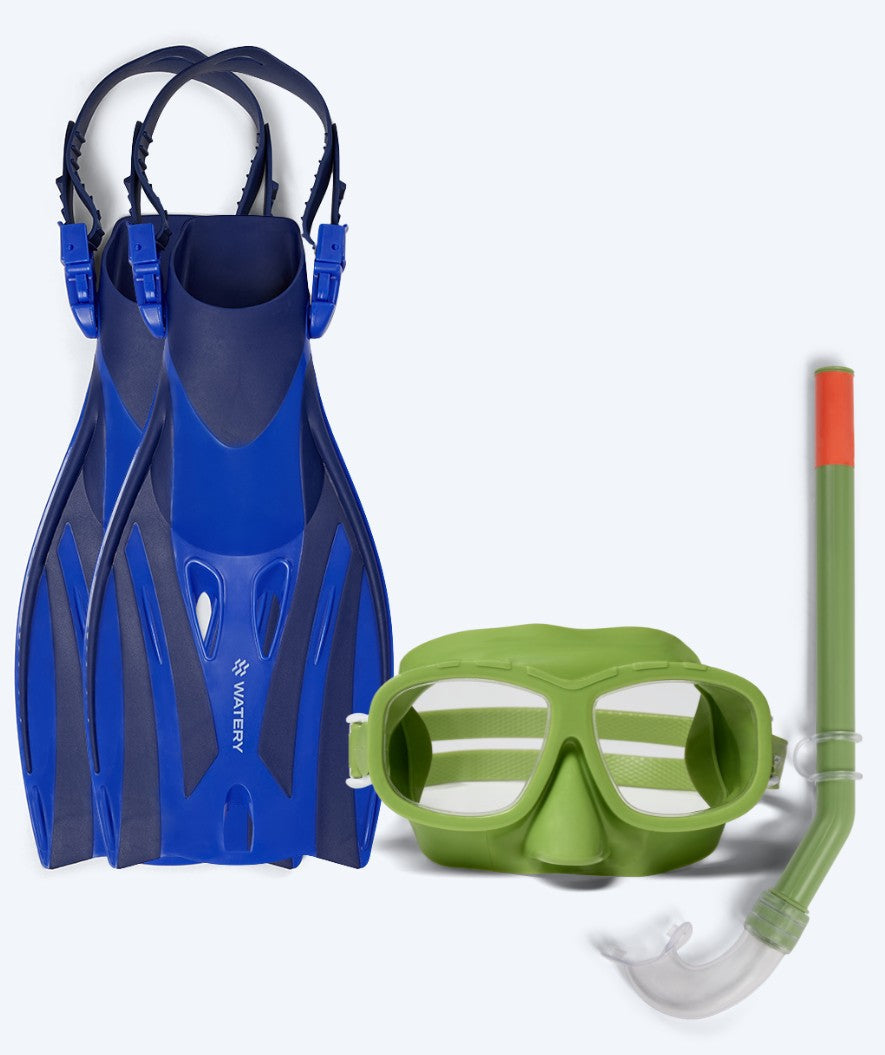 Watery snorkelset för barn (4-10) - Shack/Wyre - Grön/Blå
