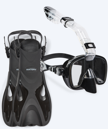 Watery snorkelset för barn - Fisher/Pearl - Svart