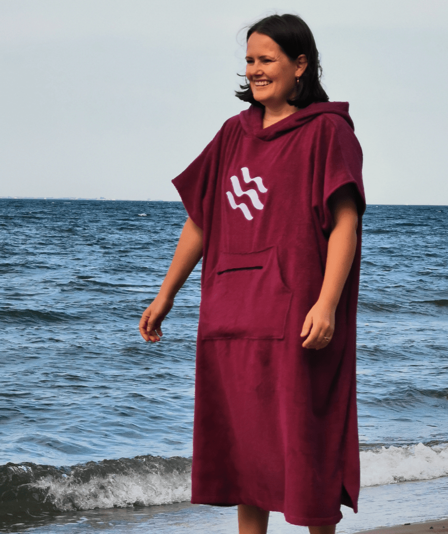 Watery badponcho för vuxna - Bomull - Svart