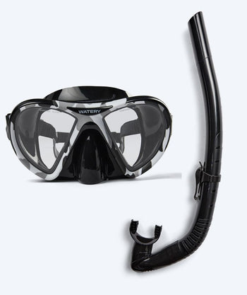 Watery Combo snorkelset för vuxna (från 15 år) - Rudder Camo/Itzel - Svart