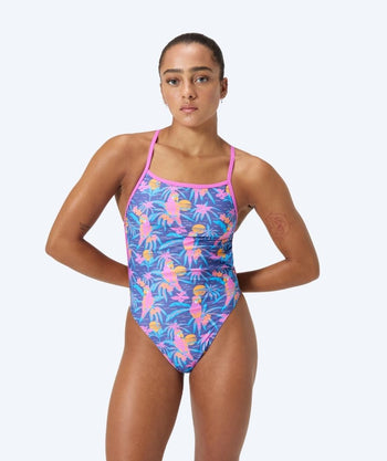 Speedo baddräkt för dam - Allover Digital V-Back - Blå/Ljusrosa