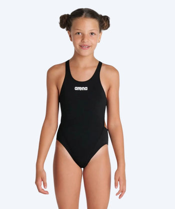 Arena baddräkt för flickor - Team Swim Tech Solid - Svart