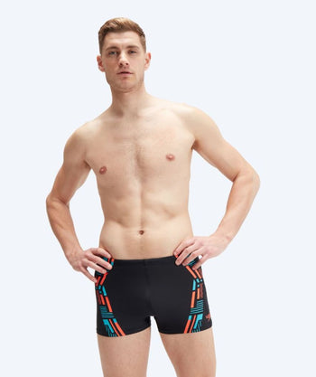 Speedo aquashorts för män - Tech Print - Svart/orange