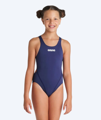 Arena baddräkt för flickor - Team Swim Tech Solid - Mörkblå