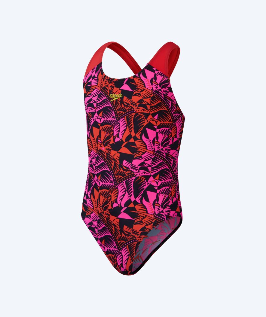 Speedo baddräkt för flickor - Allover Digital Splashback - Röd/rosa