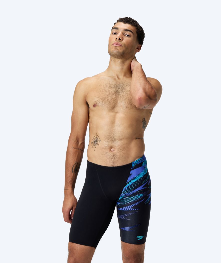 Speedo långa badbyxor för herr - Hyperboom V-Cut - Svart/blå