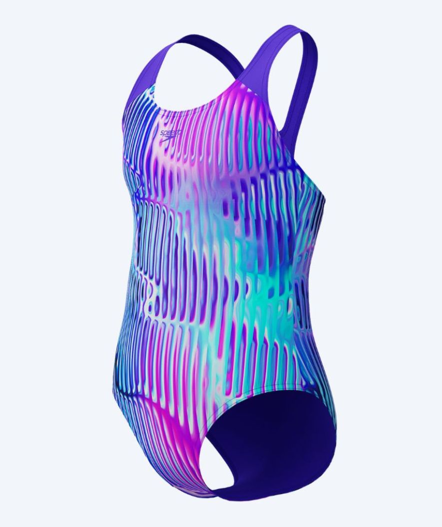 Speedo baddräkt för flickor - Allover Digital Splashback - Lila/ljusblå