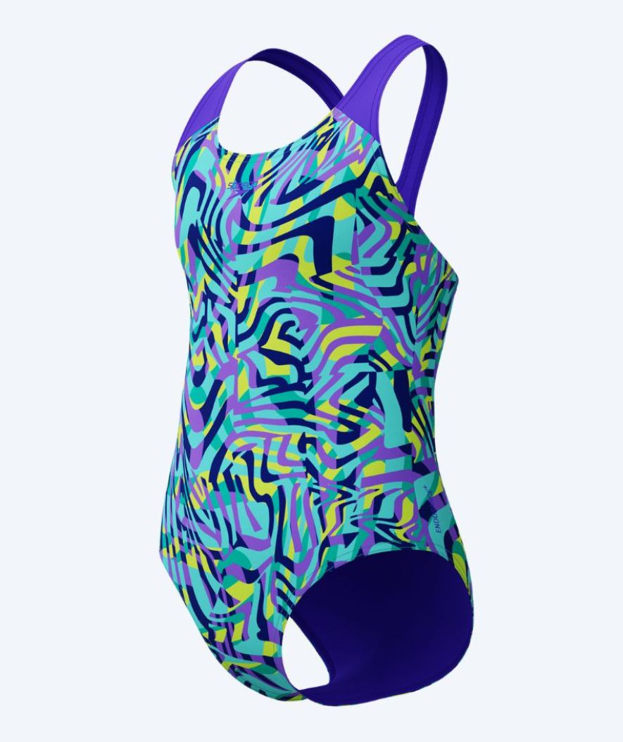 Speedo baddräkt till flickor - Allover Digital Splashback - Lila/turkos