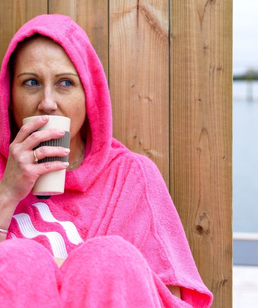 Watery badponcho för vuxna - Bomull - Svart