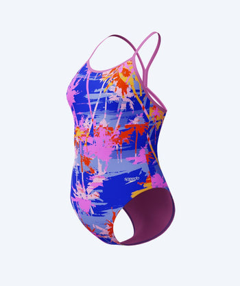 Speedo baddräkt för flickor - Allover Digital V-Back - Lila/Ljusrosa