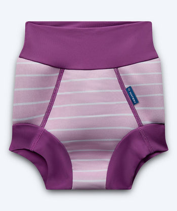 Watery badblöja för barn - Neoprene Swim Nappy - Purple Stripes