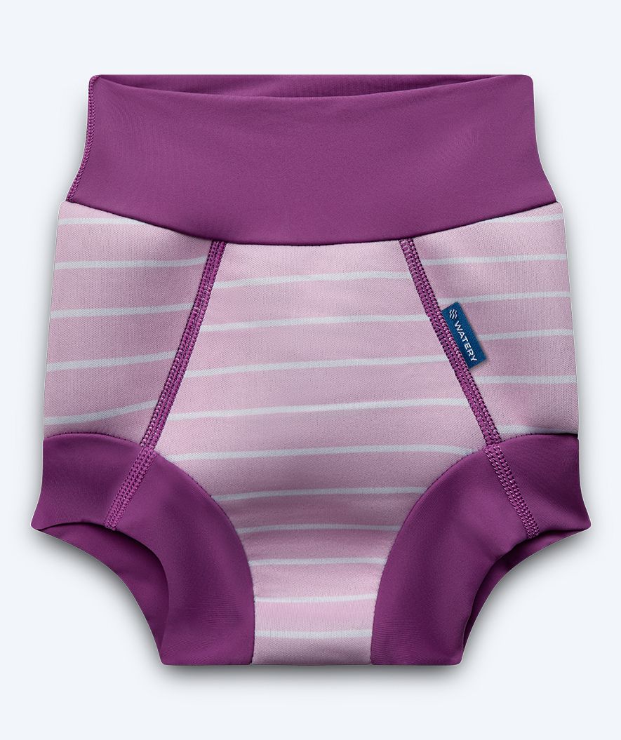 Watery badblöja för barn - Neoprene Swim Nappy - Purple Stripes