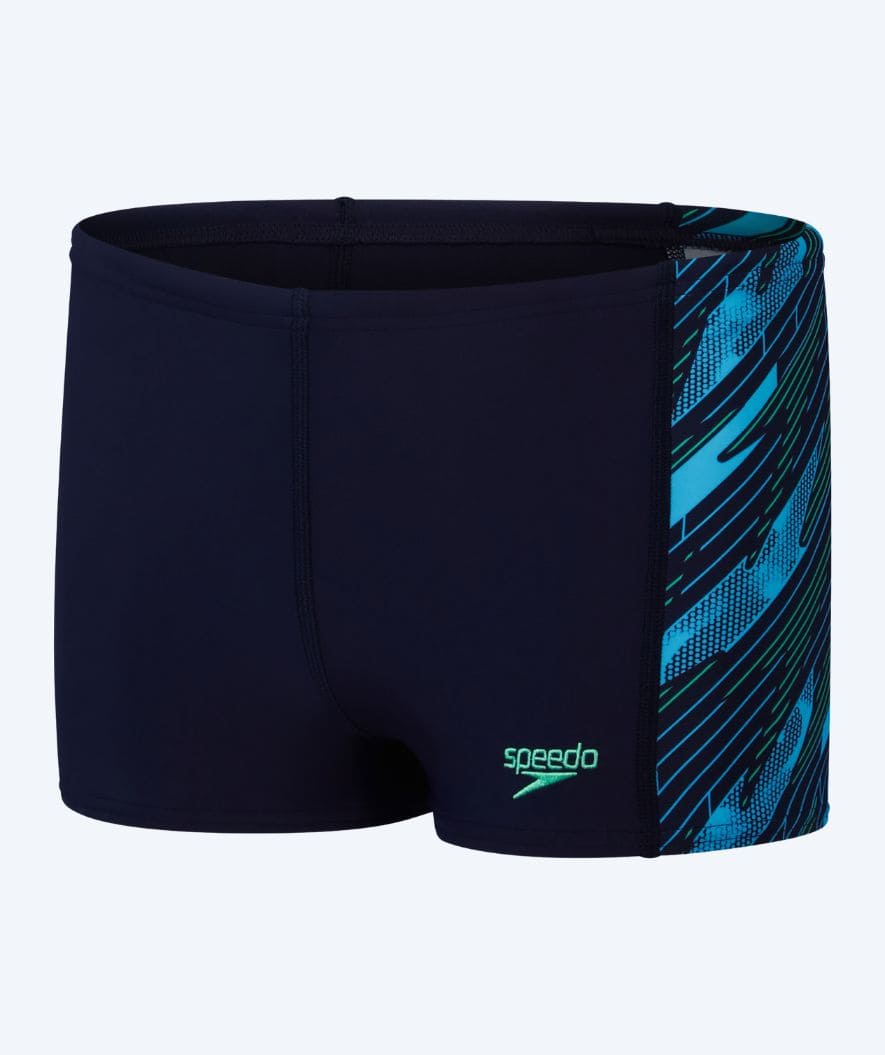Speedo aquashorts för pojkar - Hyperboom Panel - Mörkblå/Grön