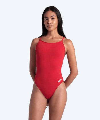 Arena baddräkt för dam - Solid Lace Back - Röd